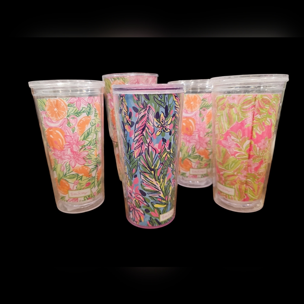 Lilly Pulitzer Tumbler Set of 5 Colorful Floral Cups No‎ Lids